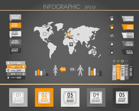 orange dark world square infographic