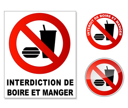 Plaque interdit manger et boire