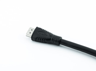close shot of HDMI cable isolated on a white background