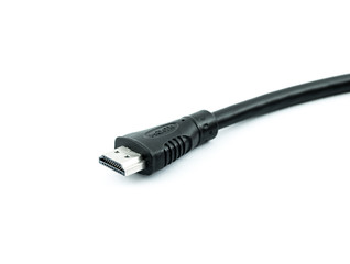 close shot of HDMI cable isolated on a white background