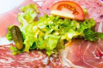 close up of tasty cold meats