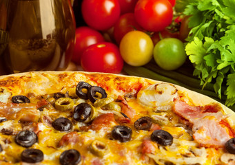 Italian pizza with ingredients