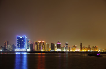 Spectacular illuminated HDR photograph of Juffair skyline