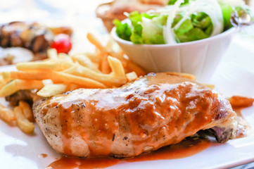 fried chicken with French fries