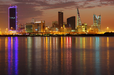 Striking illumination & reflection of Bahrain higrise