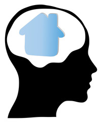 A concept for Dream Home, where Thinking head silhouette is show