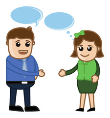 Man and Woman Talking - Vector Illustration
