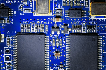 Close-up of electronic circuit board. Macro .