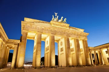  Brandenburg gate of Berlin at night, Germany © Noppasinw