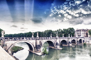 Bridge Sant'Angelo with beautiful sky in Rome