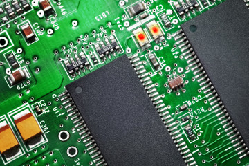 Close-up of electronic circuit board. Macro .