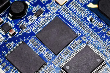 Close-up of electronic circuit board. Macro .