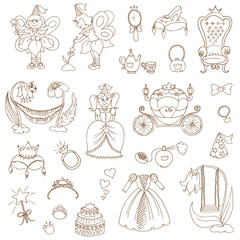 Princess Girl Set - for design and scrapbook - in vector