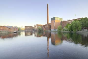 Landscape of an old brick factory  at dusk in Tampere Finland