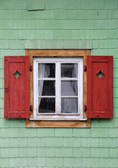 Traditional Austrian window at winter