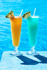 Cocktails near swimming pool