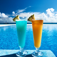 Cocktails near swimming pool
