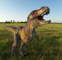t rex on grass