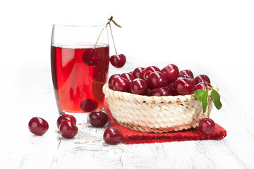 Drink with fresh cherries