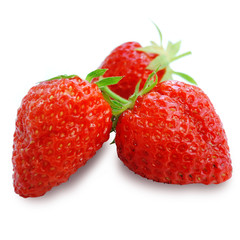 Strawberries with leaves.