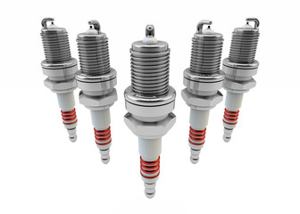 Illustration of Spark plugs isolated in white background / Spark