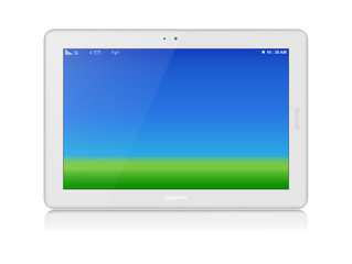 White Tablet PC. Vector. Horizontal. Copy Space
