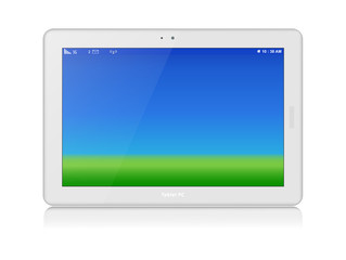 White Tablet PC. Vector. Horizontal. Copy Space