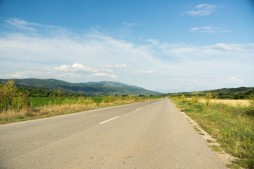 Country road at sunset