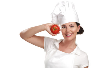 young woman chef showing ingredients for italian food - 54093810