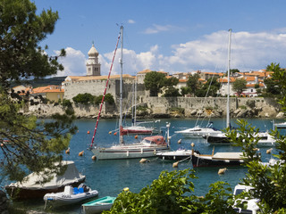 Mooring for sail boats, Harbour and city walls - Krk