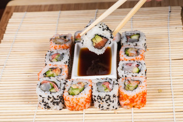 Different types of Sushi in a plate