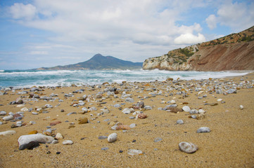 Buggerru beach in Sardinia, Italy