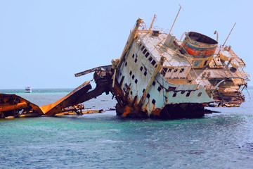 sunken ship in the sea