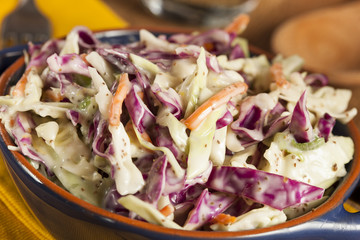 Homemade Coleslaw with Shredded Cabbage and Lettuce - obrazy, fototapety, plakaty