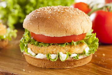 Breaded Chicken Patty Sandwich on a Bun