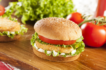 Breaded Chicken Patty Sandwich on a Bun