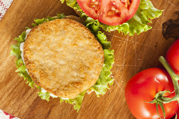 Breaded Chicken Patty Sandwich on a Bun