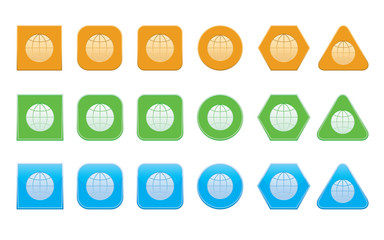 set of globe icons of different shape