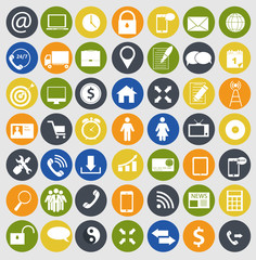 Different business, finance and communication icons vector illus