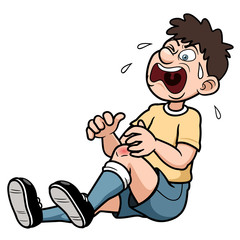 Vector illustration of a man with a painful leg injury