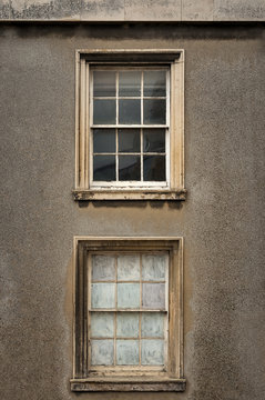 Two old wooden sash windows
