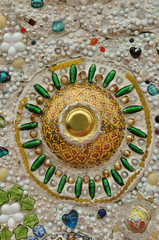 mosaic and ceramic broken tile wall background