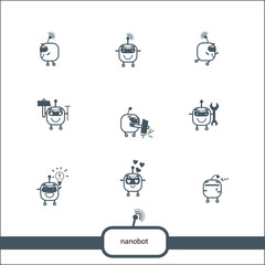 Nanobot vector icon set