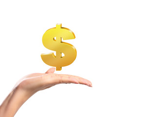 Man's hand holding Golden dollar