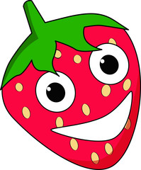 Obraz premium Happy cartoon strawberry character