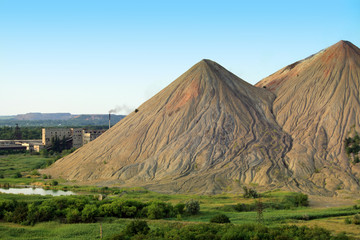 evening landscape with slagheaps