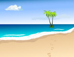 Fototapeta premium Palm trees on the island. Vector image.