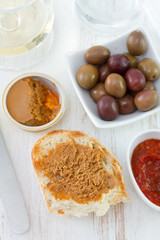 sardine pate with olives and wine