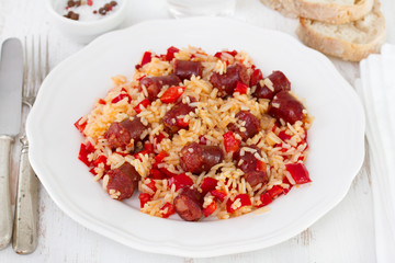 rice with sausages