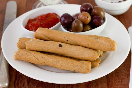 bread stick on the white plate